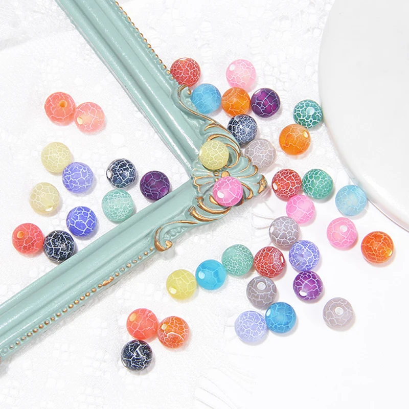 Nature Cracked Frost Agates Stone Beads Matte Blue Purple Pink Green Yellow Beads for Jewelry Making Bracelet Necklace Earring image 3