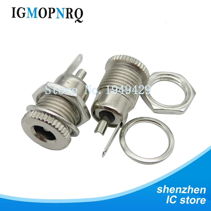 5pce/LOT DC099 5.5 mm x 2.1mm DC Power Jack Socket Female Panel Mount Connector Metal DC-099 Open Hole 11MM 5.5*2.1 5.5*2.5