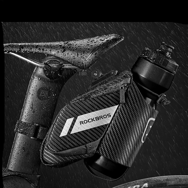 ROCKBROS Bicycle Saddle Bag Water Repellent Reflective MTB Road Bike Water Bottle Pocket Seatpost Bag Bike Accessories