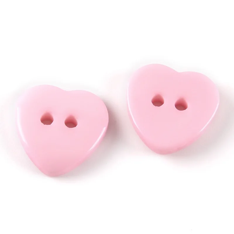 50pcs 15mm Resin Heart Buttons 2 Holes Sewing Accessories DIY Shirt Button Embellishments For Scrapbooking Wedding Decorations