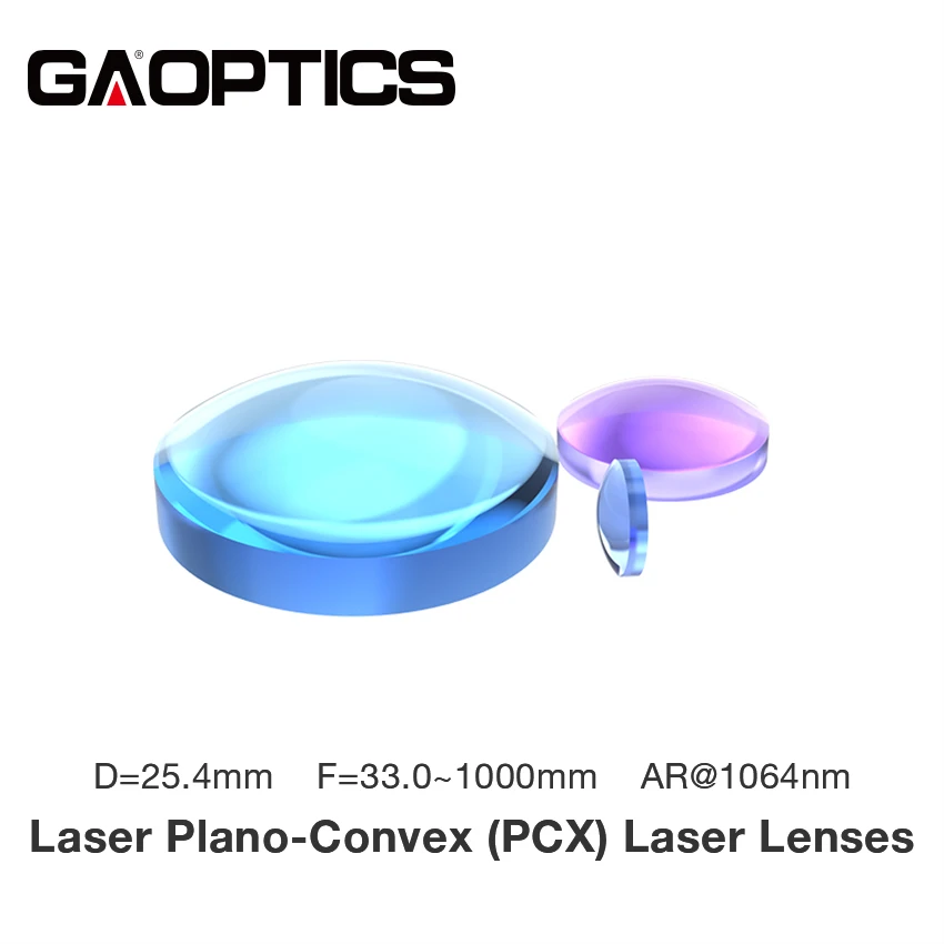 Corning 7980 1064nm Optical Plano Convex Laser Lenses Dia.25.4mm FL 50-200mm With AR Coating 1064nm\532nm\355nm