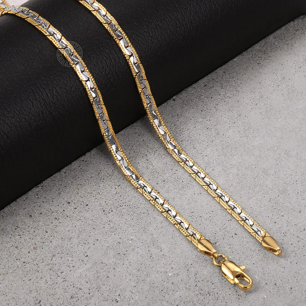 4mm Necklace For Women Girls Small Rolo Cashew Gold Silver Color Link Chain Necklaces Unique Design Jewelry Gifts LGN496