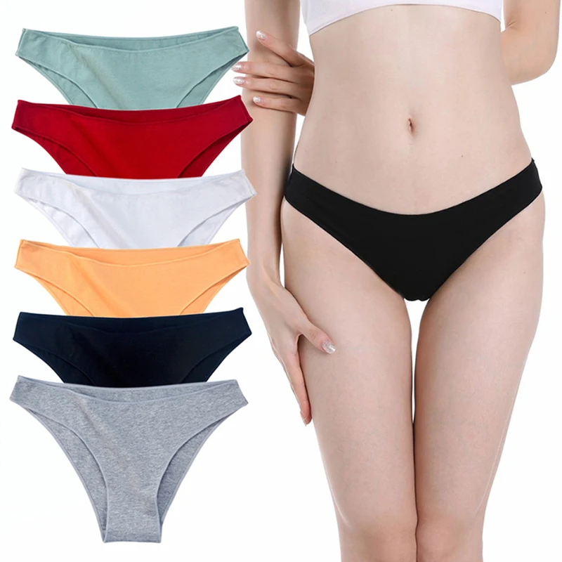 2Pcs Women Cotton Panties Comfortable Underwear Solid Low Waist Briefs Female Underpants Elasticity Breathable Lingerie M-XL