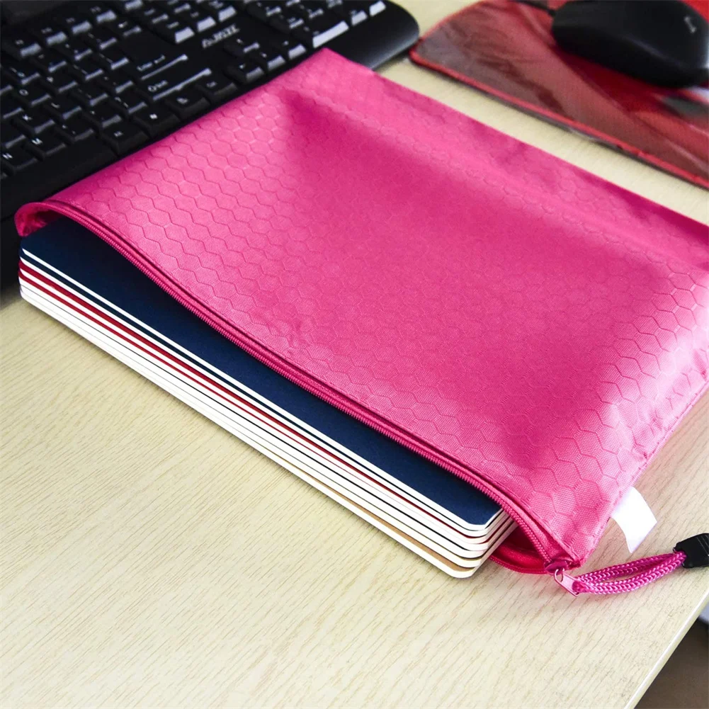 5Pcs A4 Office Document Bags Zip Pouch Football Pattern Plastic Zipper File Bag PVC Waterproof Envelopes Filing Folder Organizer