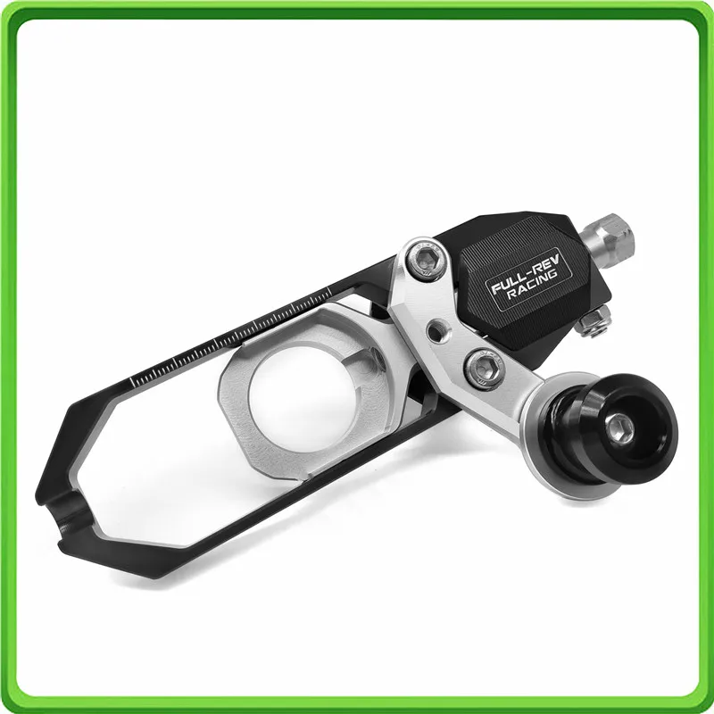 Motorcycle Chain Tensioner Adjuster with paddock bobbins fit for Yamaha R6 YZF-R6 2017 2018 2019 2020 Black&Silver