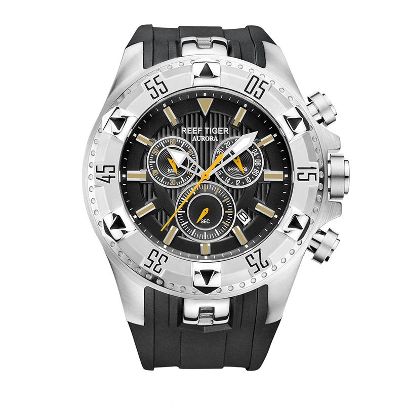 Reef Tiger/RT Sport orologio da uomo con cronografo data cinturino in gomma oro giallo orologi al quarzo reloj hombre masculino RGA303