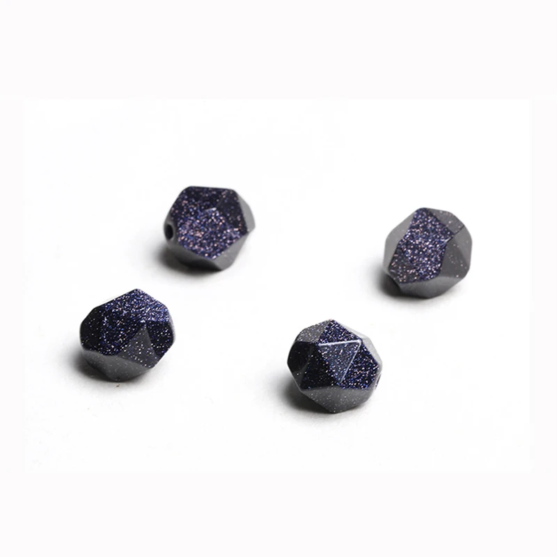 4A Natural Blue Sandstone Diamond Cut Quartz Crystal Single Bead DIY Jewelry Making