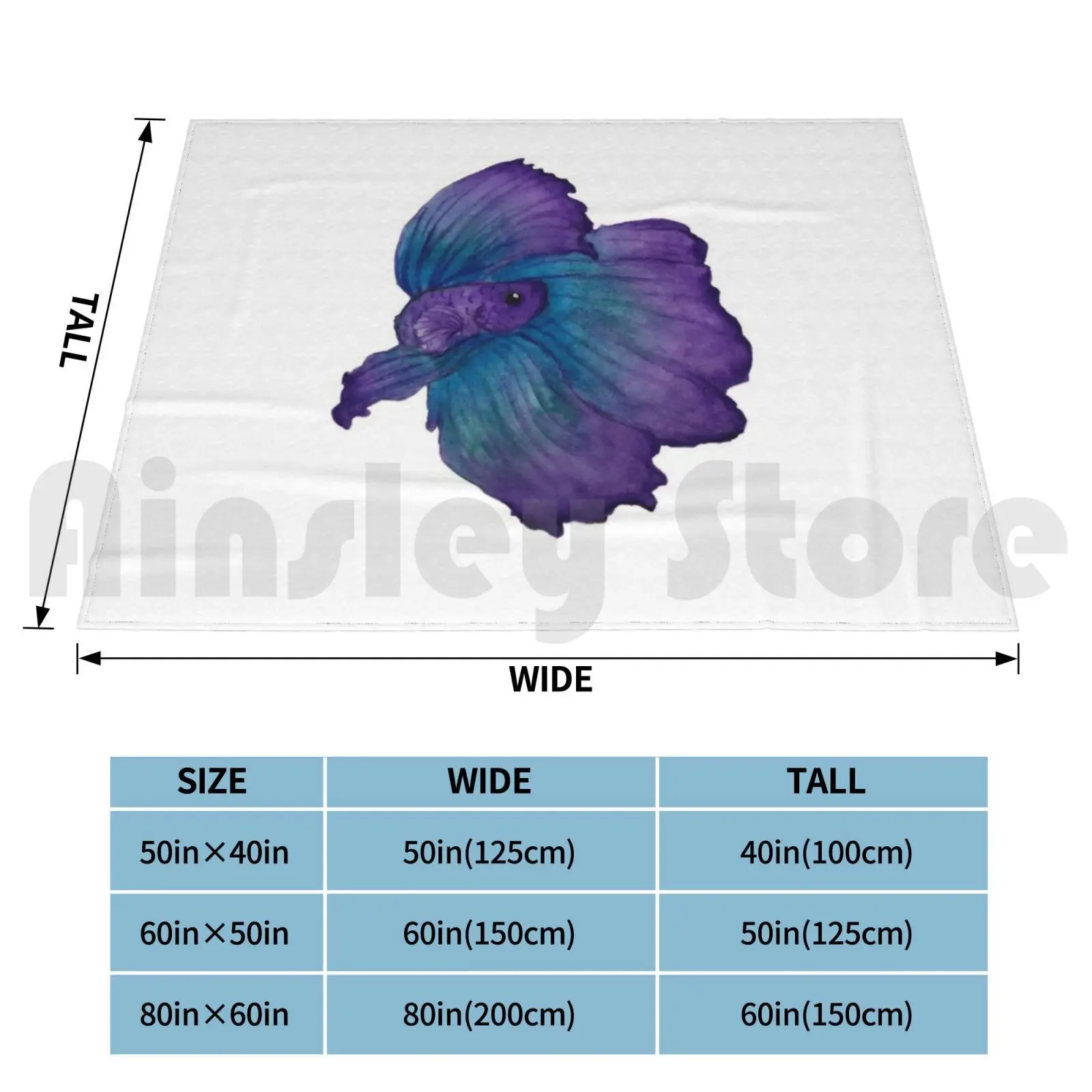 Purple And Turquoise Betta Blanket Fashion Custom Betta Betta Fish Betta Splendens Siamese Fighting Fish Purple