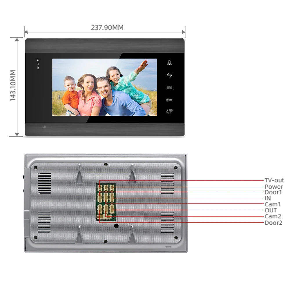 Jeatone 7 Zoll Wireless Wifi Video Intercom Türklingel system mit Schloss für die Heim unterstützung Remote Unlock Motion Record Doorman