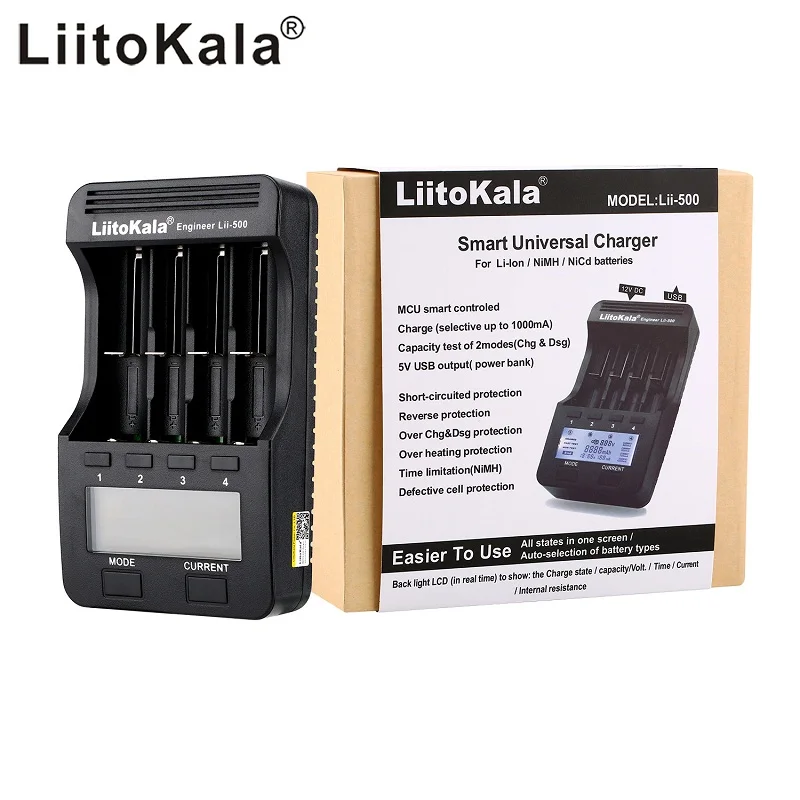 LiitoKala-Carregador de Bateria de Lítio NiMH, Lii-PD2, Lii-PD4, Lii-S8, Lii-500, Lii-600, Lii-PL2, 18650, 26650, 21700, AA, AAA, 3.7V