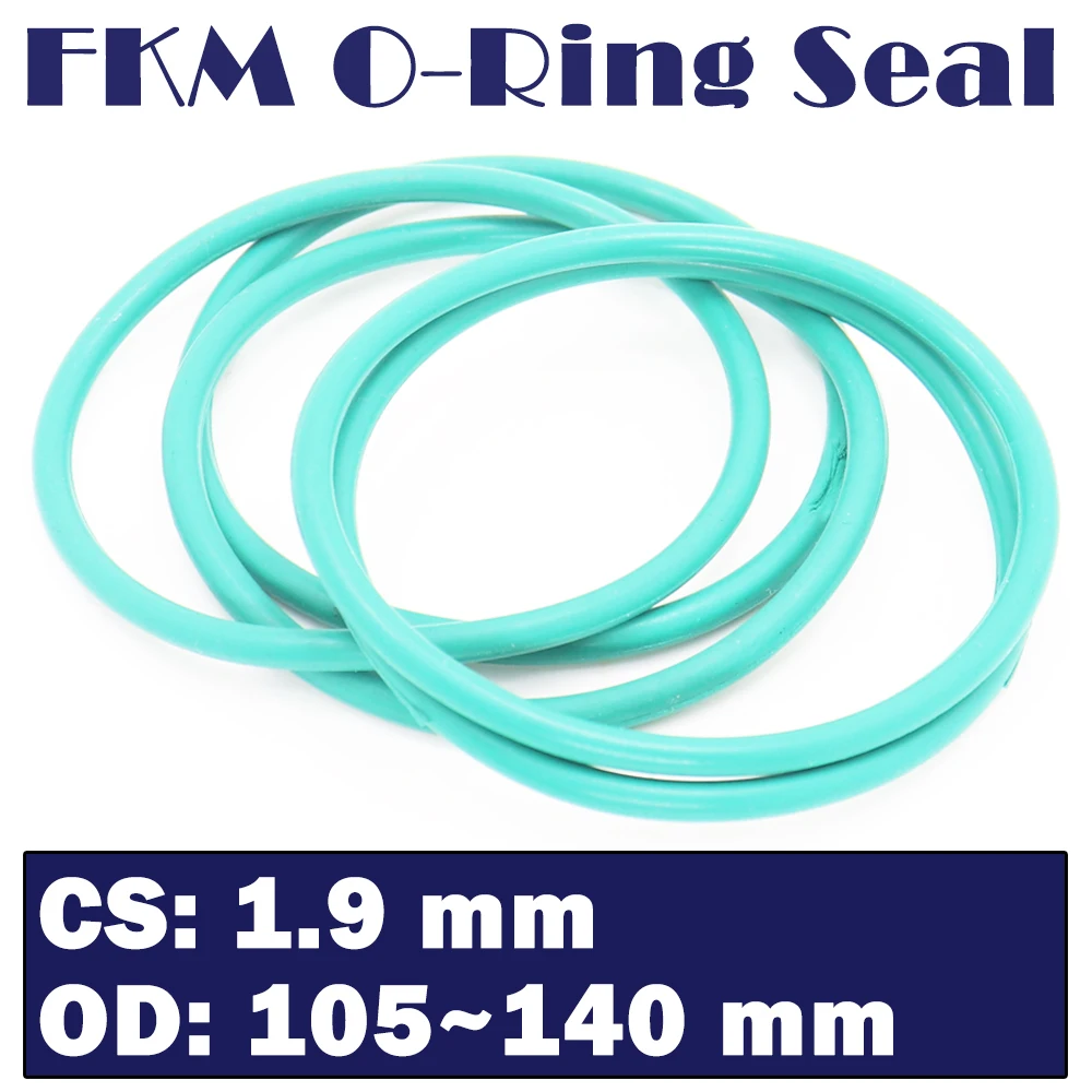 

CS 1.9mm FKM Rubber O RING OD 105/110/115/120/125/130/135/140*1.9 mm 10PCS O-Ring Fluorine Gasket Oil seal Green ORing