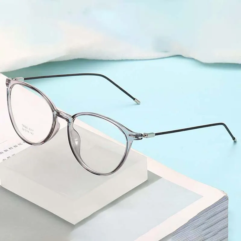 Men Square Nearsighted Spectacle Ultralight TR90 Steel Wire Leg Women Oval Prescription Eyeglasses Diopter 0 -0.5 -1.0 To -6.0
