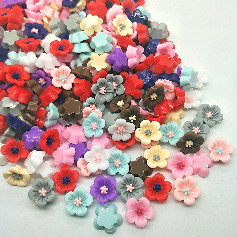 100Pcs 14mm light pink Resin Flowers Decoration Crafts Flatback Cabochon For Scrapbooking Diy Accessories