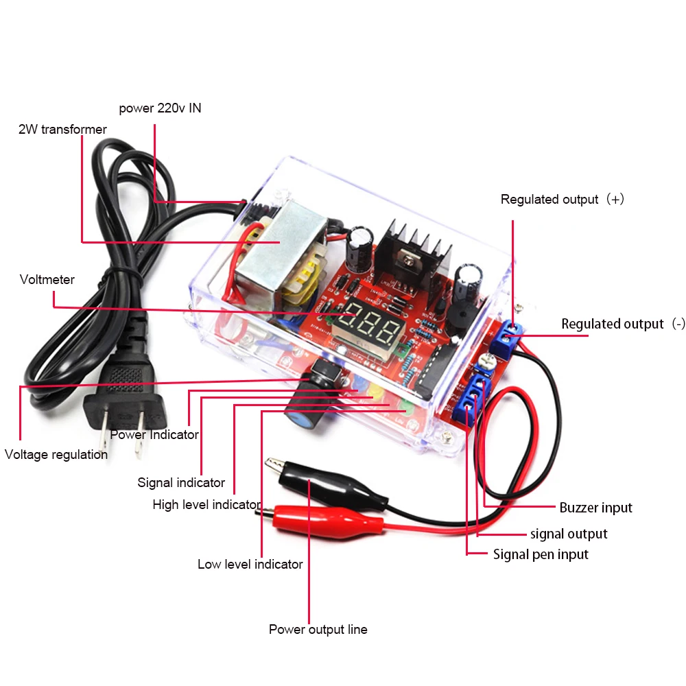 New LM317 Adjustable power supply diy electronic kit set  220V TO DC1.25-12V Voltmeter Welding training