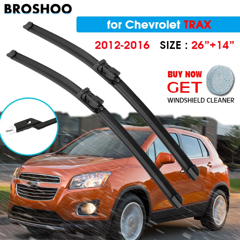 

Car Wiper Blade For Chevrolet TRAX 26"+14" 2012-2016 Auto Windscreen Windshield Wiper Blades Window Wash Fit Push Button Arm