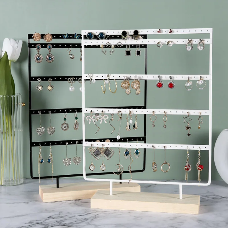 Jewellery Display Rack White/Black Metal Wooden 24/36/44/66/88/110/144 holes Stand for Earrings Jewelry Stud Earrings Holder