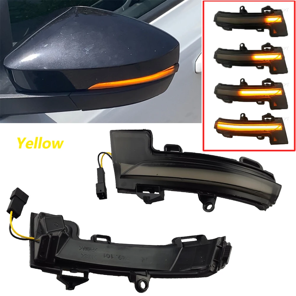 2 Pcs For Skoda Octavia Mk3 A7 5E 2013 -2019 Years Side Wing Rearview Mirror Dynamic Sequence Indicator LED Turn Signal Light
