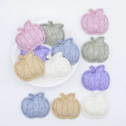 24Pcs 34*32mm Padded Knitting Woolen Fluffy Apple Applique for Clothes Sewing Patches DIY Headwear Hair BB Clips Accessories P93