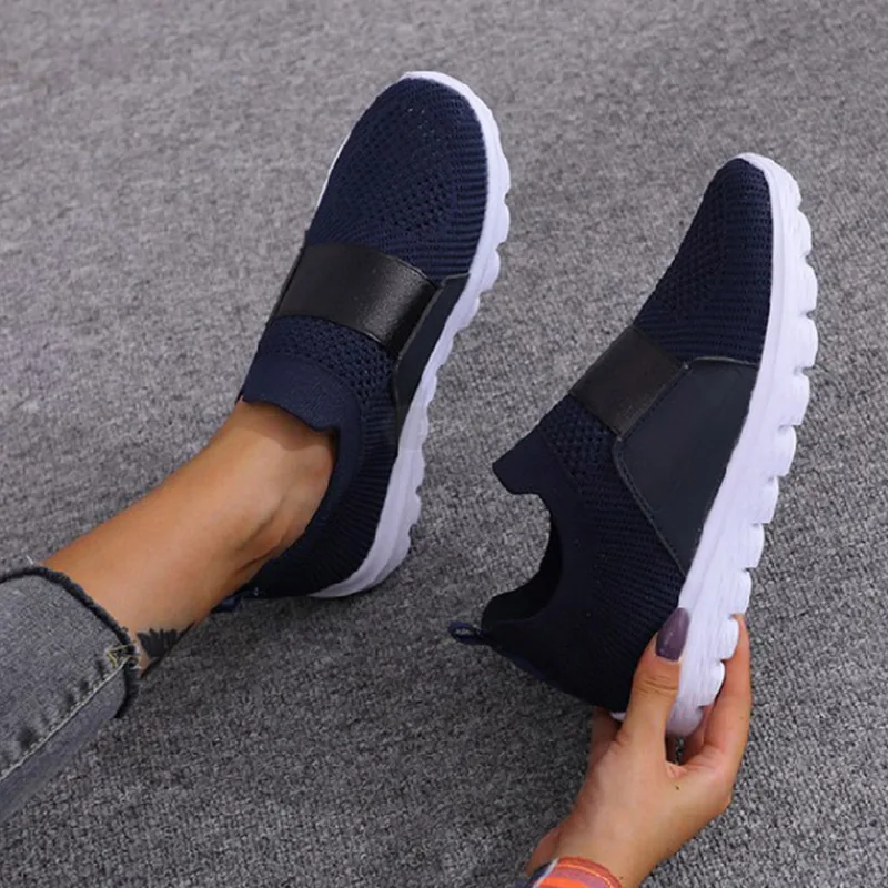 New Style Women's Sneakers Ladies Jersey Shoes Flat Casual Summer Slippery Vulcanized Light Mesh Breathable Women's Running Shoe