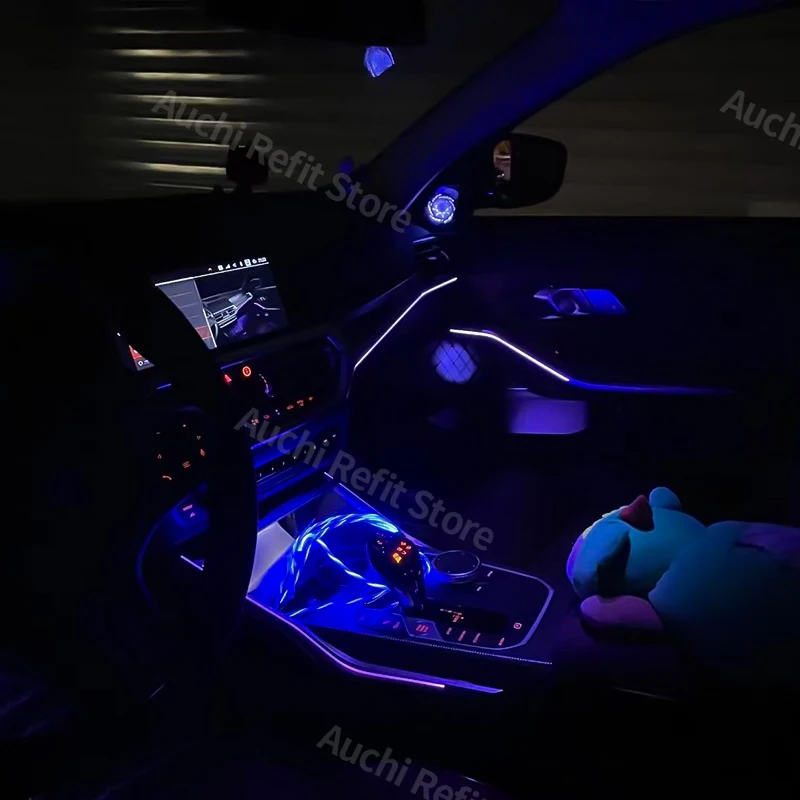 Carro LED Centro Console Luz Saddle, Decorativa Luz Ambiente Refit, BMW Série 4 3, G20, G22, M3, M4, 11 Cores, Novo