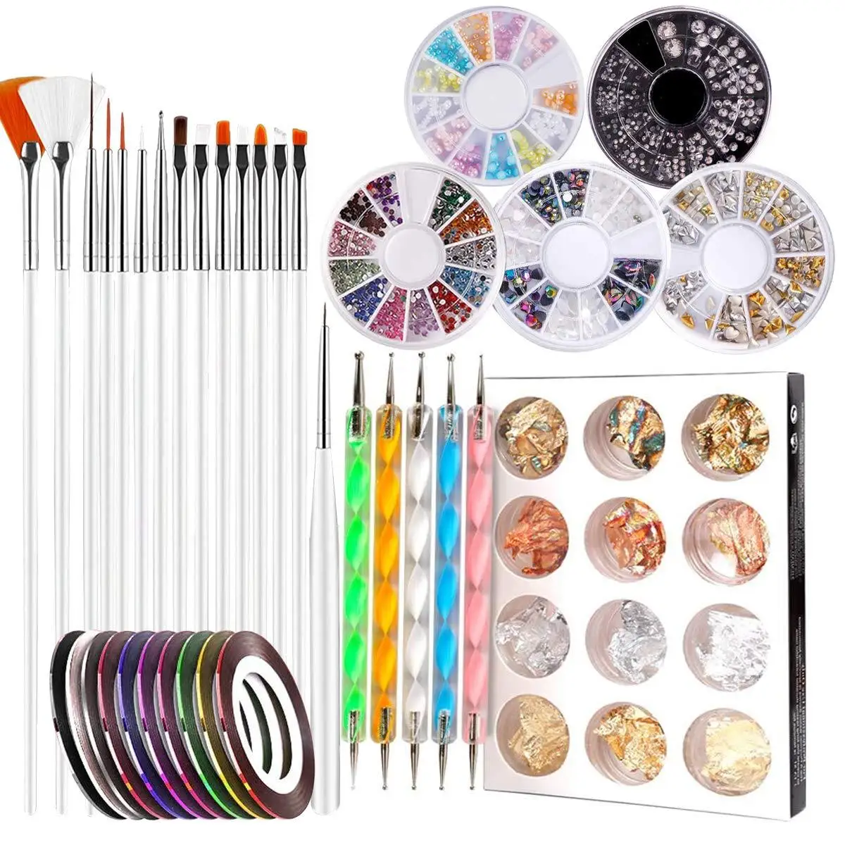 Manicure bevel pull line Brush Pen set Nail Art decoration wire aluminoum foil paper Paint Drawing Phototherapy Point accessory