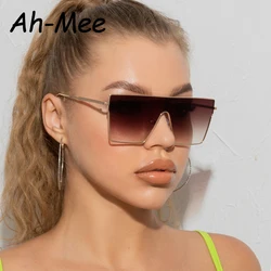 Vintage Metal Sunglasses Women Steampunk Sun Glasses For Men Eyewear Fashion Flat Top Goggle Large Frames Gradient Lens Shades