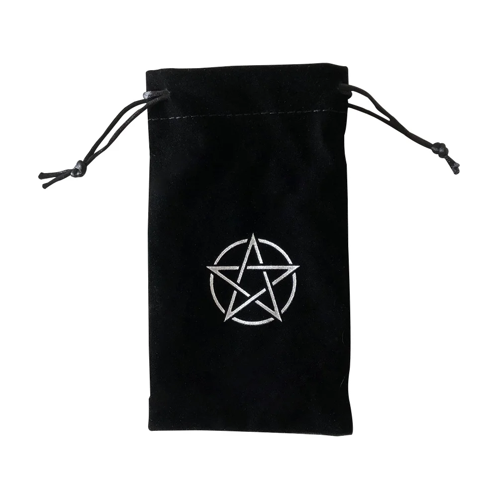 

Tarot Card Bundle Pocket Black Five Pointed Star Velvet Card Candy Bag