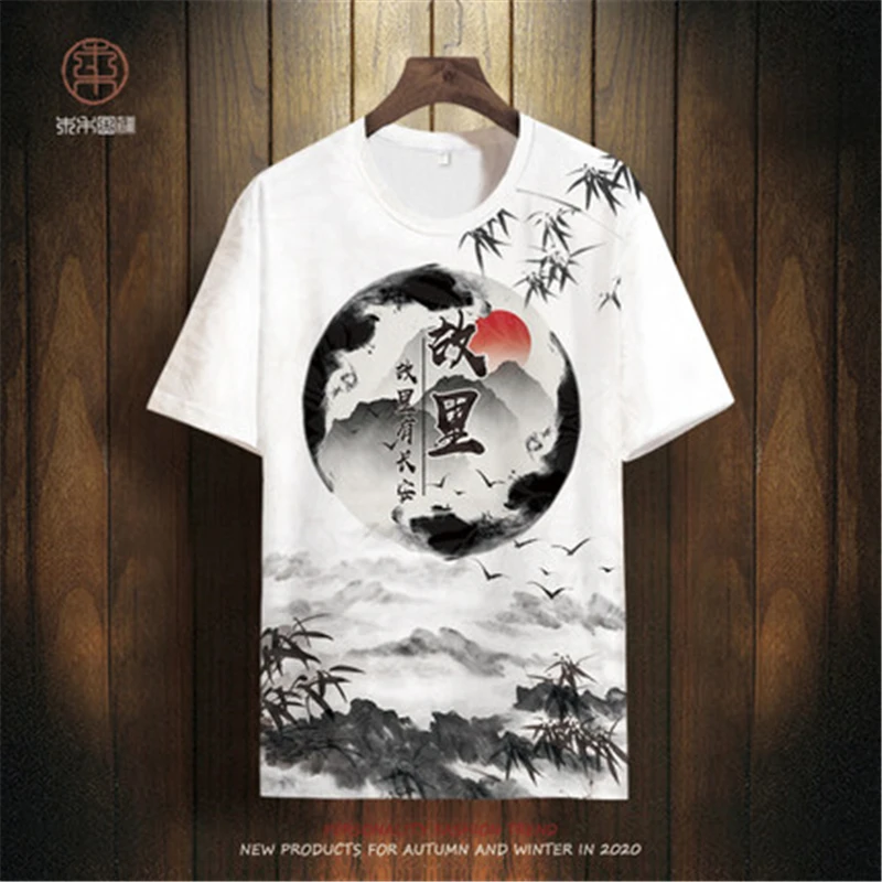 Chinese element exquisite 3d print fashion short-sleeved t shirt Summer New quality hollow breathable icy cool t shirt men S-6XL