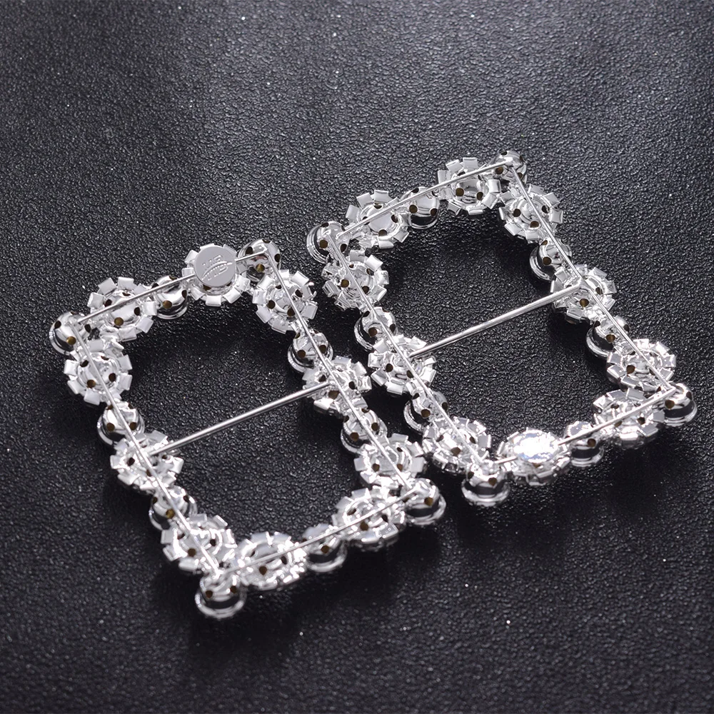 2pcs 5*7cm Rectangle shoes buckle with rhinestone glass wedding dress belt decoration clear stone applique for sewing hair