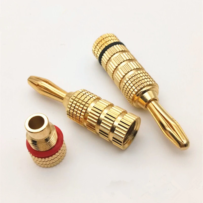 2 개/몫 4MM 바나나 플러그 스피커 커넥터 순수 구리 금도금 스피커 오디오 어댑터 앰프 바나나 플러그 4MM