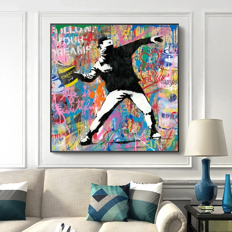 Banksy Art Follow Your Dream Canvas Posters and Prints Pop Street Art Graffiti Canvas Paintings Wall Art Picture Home Decor