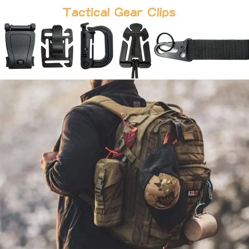 Cinturini in Nylon 42 pezzi con fibbia a sgancio rapido tattici Molle Clips Utility Strap 203B