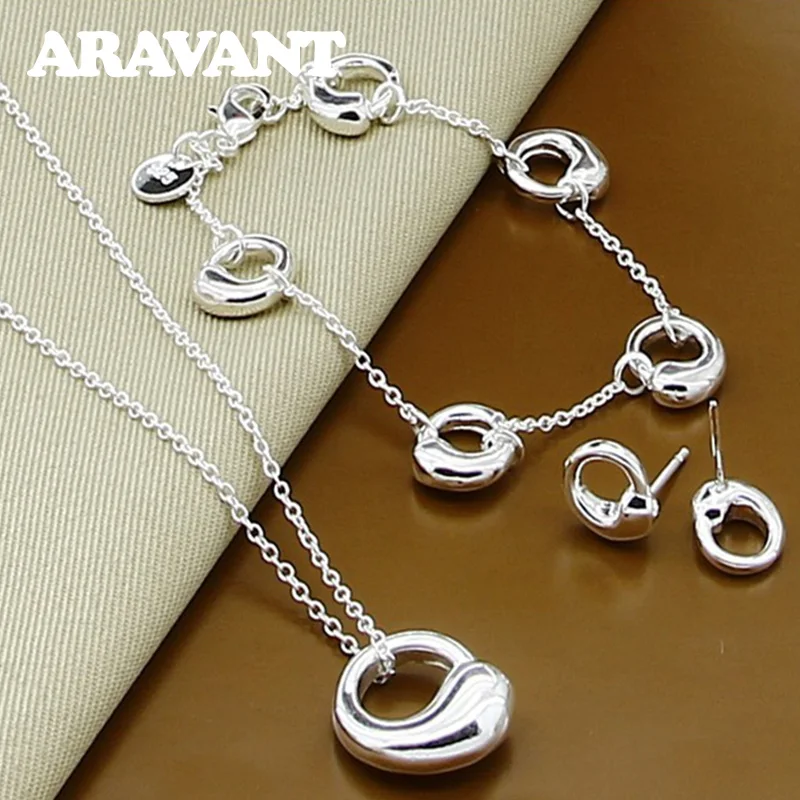 

Wedding Jewelry Sets 925 Silver Necklaces Bracelets Chains Earrings For Women Fashion Jewelry Party Gifts