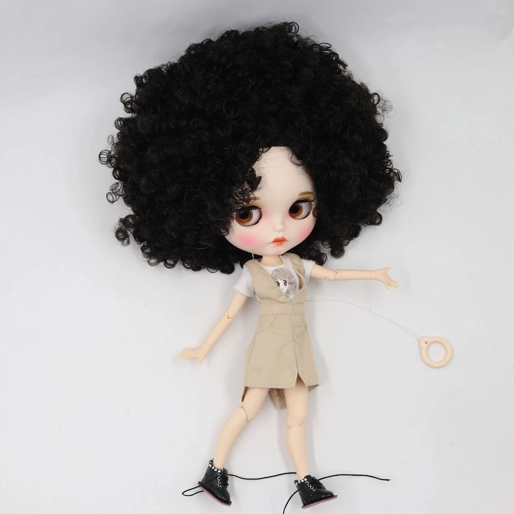 ICY DBS Blyth doll 1/6 bjd white skin joint body black Afro hair pale pink hair pale purple hair matte face girl gift anime