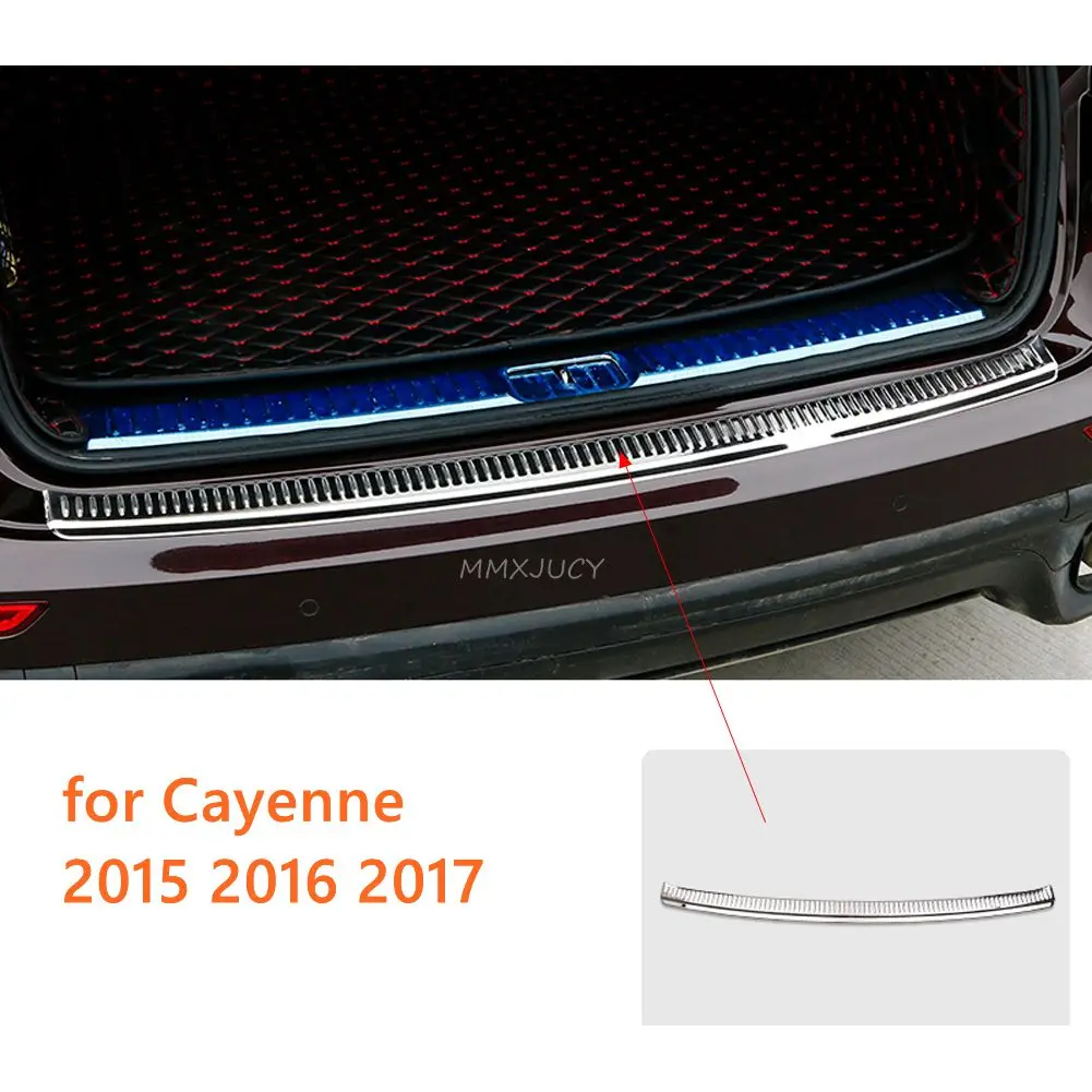 

for Porsche Cayenne 2015 2016 2017 Rear Outer Guard Plate Modified Interior Stainless Steel Trunk Door Sill Strip Cover