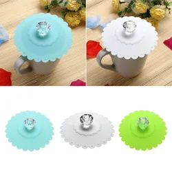 Universal Diamond Silicone Cute Sealed Anti-dust Glass Cup Cover Coffee Mug Suction Seal Lid Cap Leakproof Seals Glass Mugs Cap