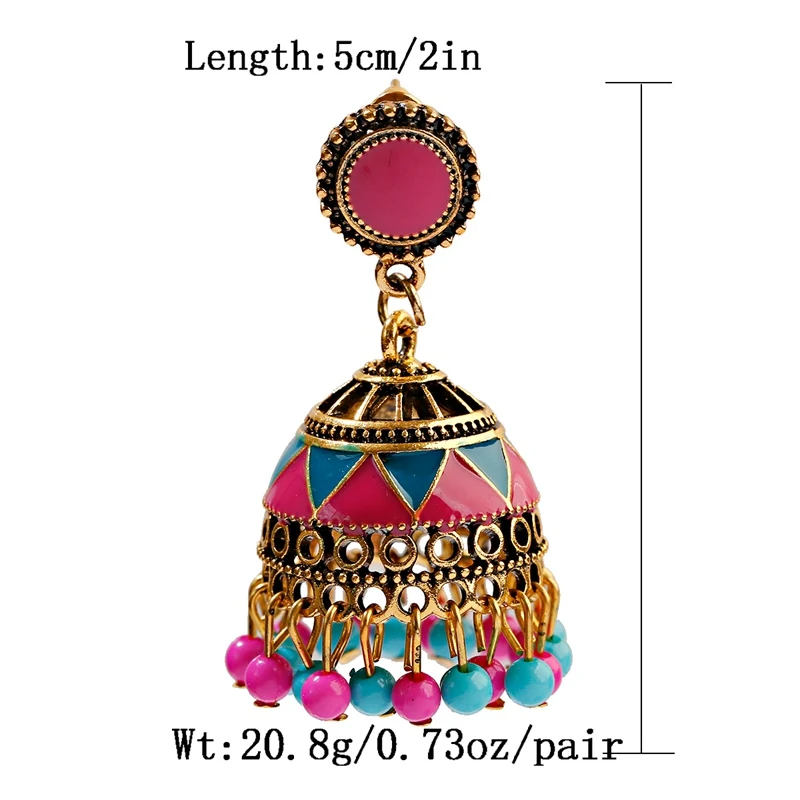 Ethnic Black Geometric Gold Color Bell Turkish Earring Women Vintage Fantasy Earrings Indian Jewelry Boucles D\'oreille