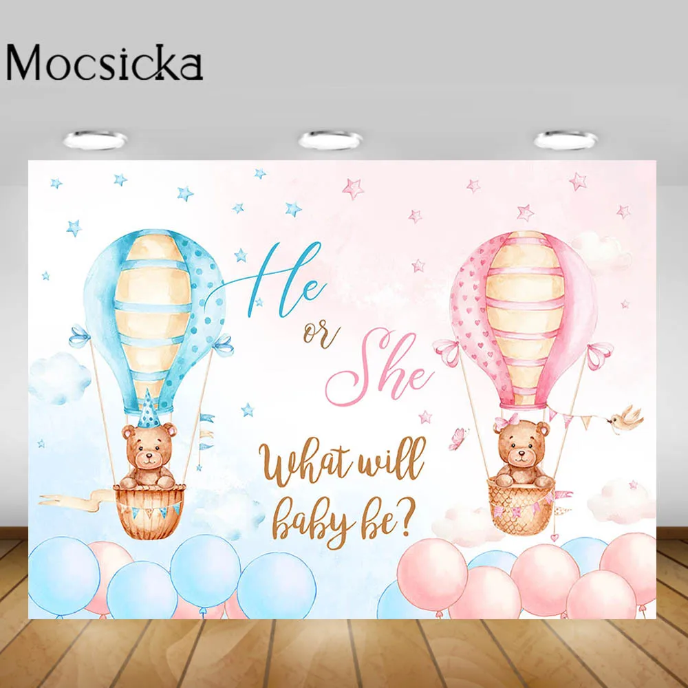 Mocsicka раскрываемый пол фон для фотосъемки он или она, что будет ребенком, фон для фотосъемки, украшение медведя, Фотостудия