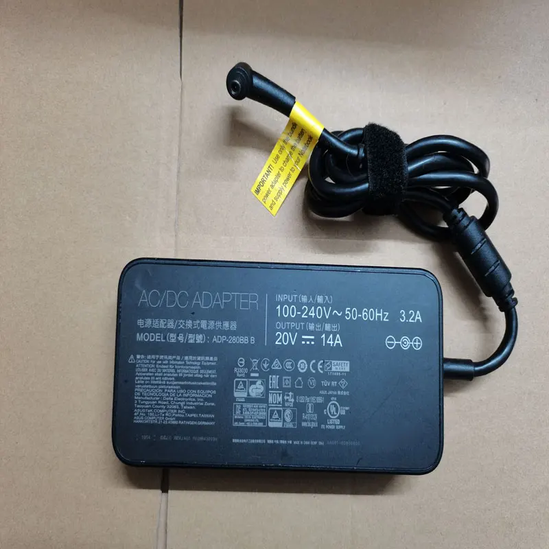 

OEM 280W 20V 14A ADP-280BB B 6.0mm Pin AC Adapter For ASUS ROG Zephyrus Duo 15 SE GX551QS-XS99 RTX3080 Original Puryuan Charger