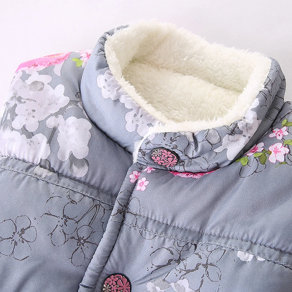 Mudkingdom Toddler Floral Vest Jacket for Girls Waistcoat Sleeveless Coat Thick Outerwear Kids Cotton Warm Winter Clothes