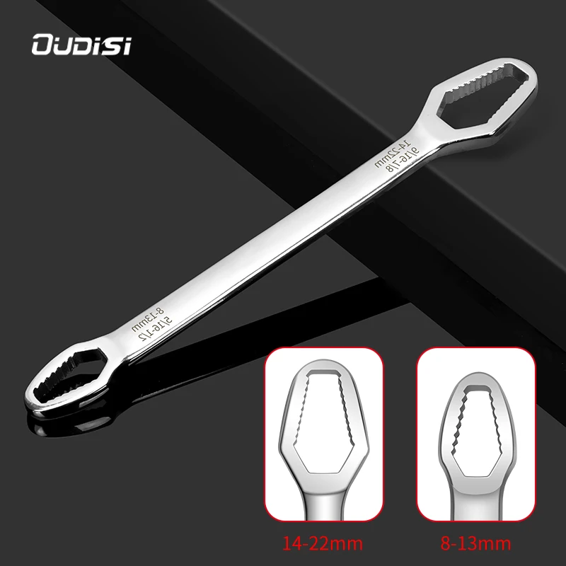 OUDISI Universal Torx Wrench Adjustable Glasses Wrench 8-22mm Ratchet Wrench Spanner for Bicycle Motorcycle Car Repairing Tools