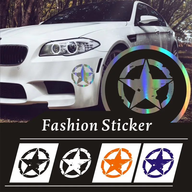 15*15cm Reflective Five-Pointed Star Sticker for Jeep Door Hood Sticker Decoration Universal Lorry Truck Five Stars Decals