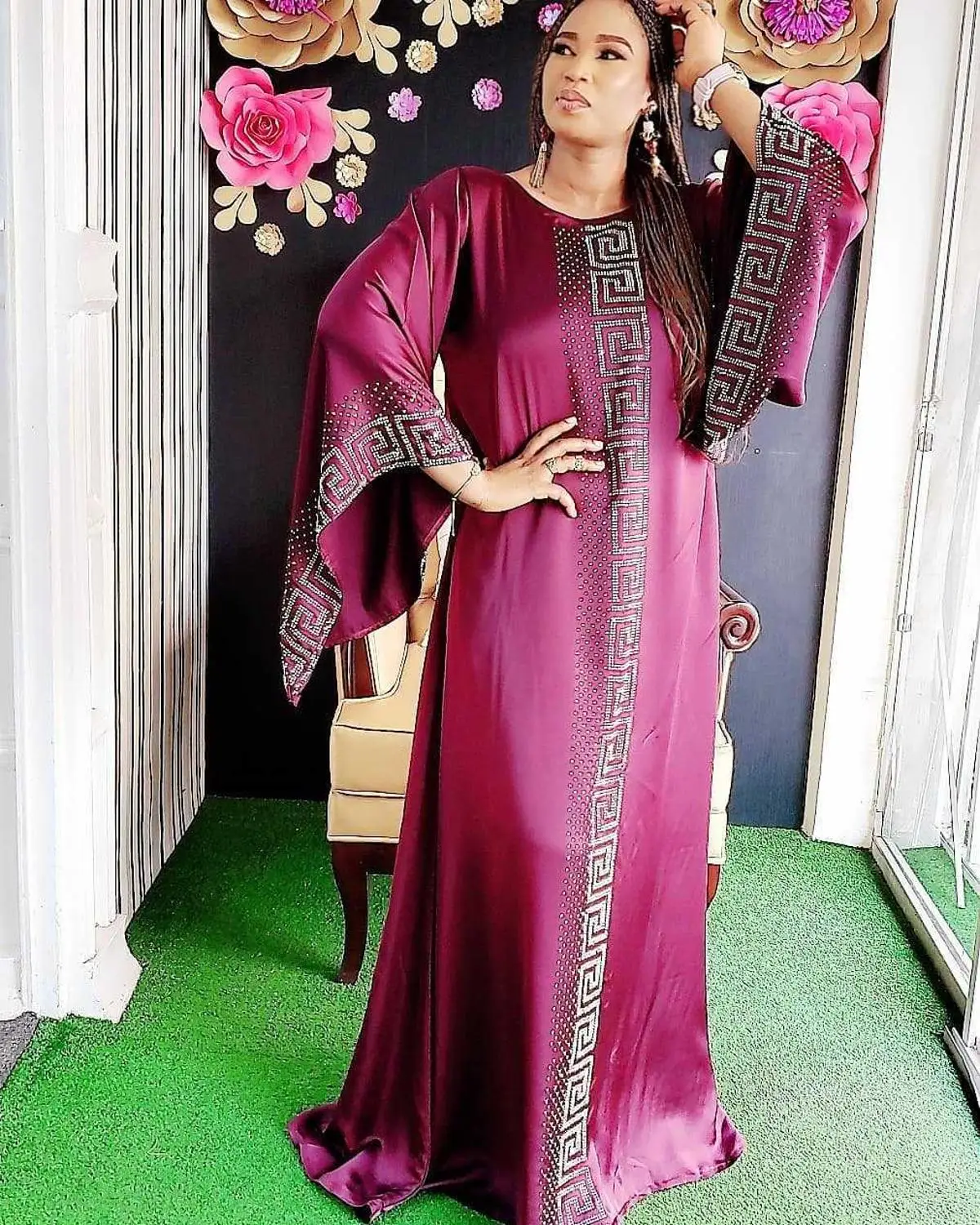 African Dresses For Women 2023 Autumn Lady Clothing Diamonds Femme Robe Long Sleeve Maxi High Quality Muslim Dress