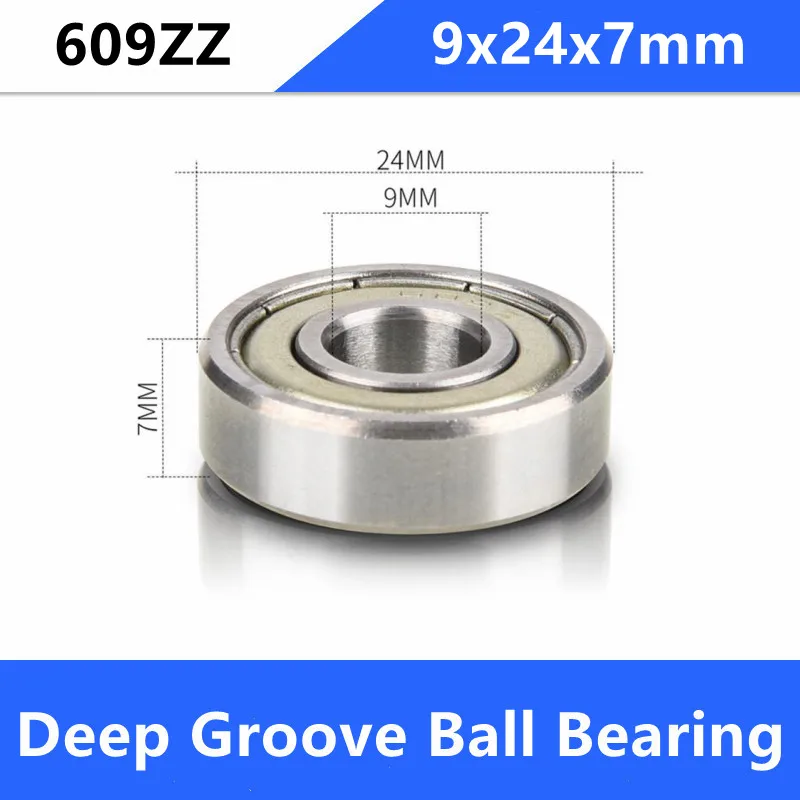 

500pcs/lot 609ZZ 609-2Z 9*24*7 miniature shielded deep groove ball bearing slide bearing 9x24x7 mm