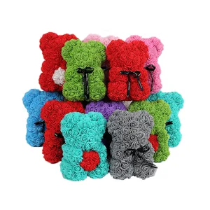 人工花25cmローズベアガールフレンド記念日クリスマスバレンタインデーギフト誕生日プレゼントウェディングパーティー 6ベストセールスローズテディ-6