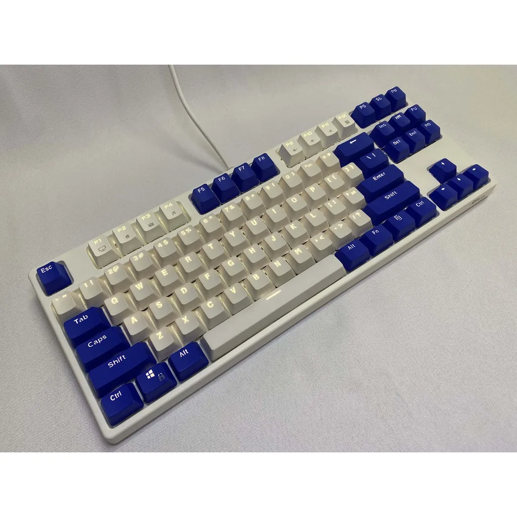 Hải Quân Xanh Dương Trắng Keycaps, 87 Phím PBT Phím Keycaps Cơ Keycaps Đôi Backlit Từ Màu Sắc Trong Suốt Chơi Game Keycap