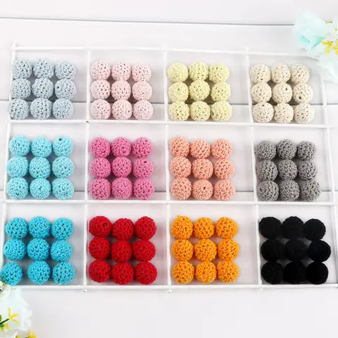 100Pcs 16/20MM Wooden Crochet Beads Round DIY Wooden Teething Knitting Beads Jewelry Crib Sensory Toy Baby Teether