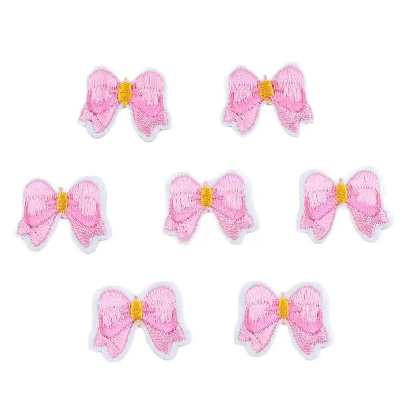 10pcs Cute Pink Bows Patches For Girls Bags Shirts Shoes Suits Dress Decoration DIY Iron On Fabric Appliques Sewing Jeans Badge