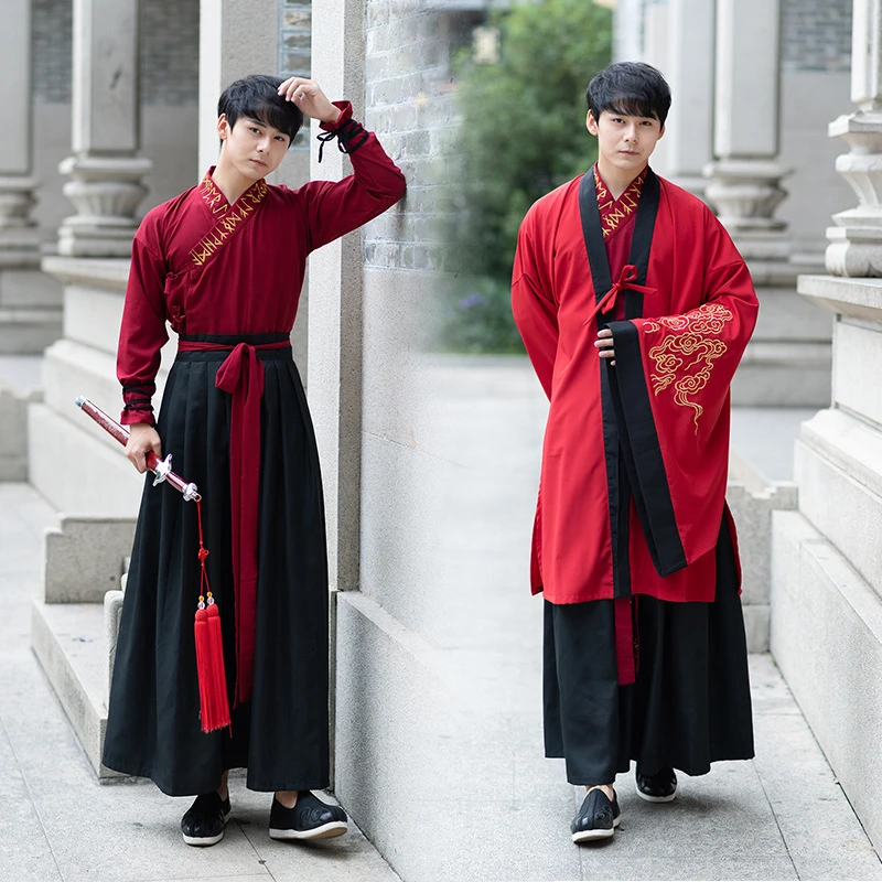 Hanfu จีนคู่โบราณ Vintage Robe Deluxe ชุดราตรีชุดผู้ใหญ่ Halloween Cosplay เครื่องแต่งกายสำหรับ Men & Women 2XL