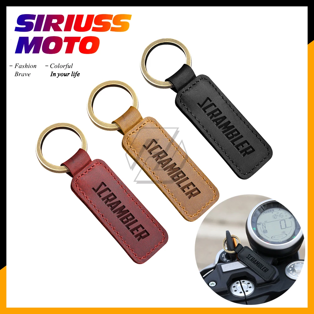 Motorcycle Cowhide Keychain Key Ring Case for Honda Yamaha Suzuki Harley Triumph Ducati Scrambler 800 1200